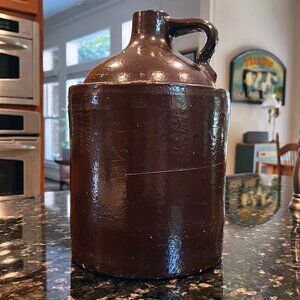 Antique Stoneware Pottery Large 11” Jug Primitive Farmhouse